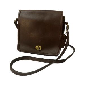 Vintage Coach #9076 Brown Leather Messenger Bag with Adjustable Strap
